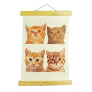 Askılı Ipli Kanvas Tablo Poster Yavru Kedi Dörtlü